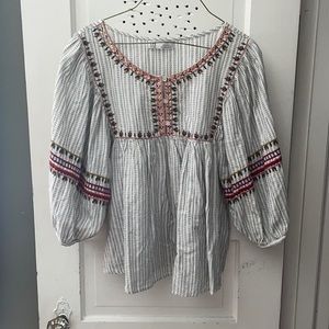 Zara Peasant Medium Womens Embroidered Top Boho